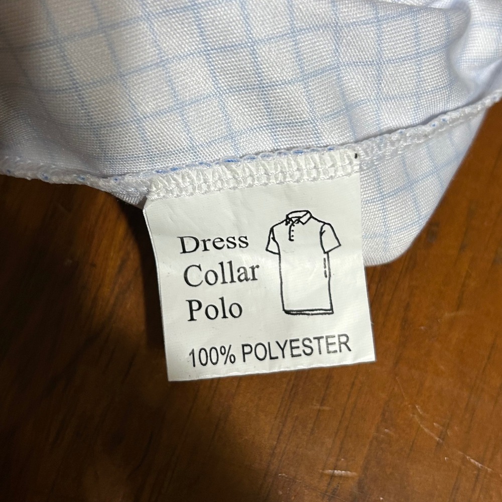Collars & Co Mens Dress Collar Polo Shirt XL Blue White Windowpane Check - Picture 3 of 5